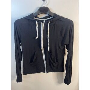 Splash Womens XL Black Lightweight Full Zip Hoodie Rayon Spandex Contrast Zipper